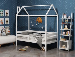 Детская кровать-домик из массива березы Соня-6 (800*1600) Белый/Лак в Снежинске - snezhinsk.ok-mebel.com | фото