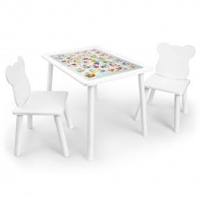 Детский комплект стол и два стула Мишка Rolti Baby с накладкой Алфавит (белая столешница/белое сиденье/белые ножки) в Снежинске - snezhinsk.ok-mebel.com | фото