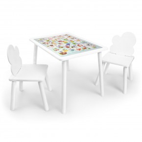 Детский комплект стол и два стула Облачко Rolti Baby с накладкой Алфавит (белая столешница/белое сиденье/белые ножки) в Снежинске - snezhinsk.ok-mebel.com | фото
