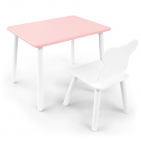 Детский комплект стол и стул «Мишка» Rolti Baby (розовый/белый, массив березы/мдф) в Снежинске - snezhinsk.ok-mebel.com | фото