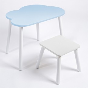 Детский комплект стол ОБЛАЧКО  и табурет Rolti Baby (голубая столешница/белое сиденье/белые ножки) в Снежинске - snezhinsk.ok-mebel.com | фото