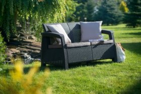 Диван пластиковый Корфу (Corfu love seat) графит в Снежинске - snezhinsk.ok-mebel.com | фото 2