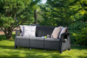 Диван пластиковый Корфу Макс (Corfu love seat max) графит в Снежинске - snezhinsk.ok-mebel.com | фото 2