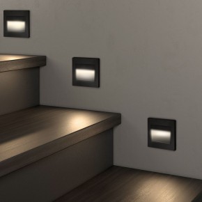 DK3050-BK Светильник встраиваемый в стену, IP 20, LED 3000, 1 Вт, черный пластик в Снежинске - snezhinsk.ok-mebel.com | фото 3