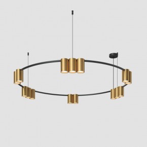 DK4067-BK+SG Подвесной светильник ORBIT, IP20, 15xGU10 LED, до 15 Вт, черный + сатинированное золото, алюминий в Снежинске - snezhinsk.ok-mebel.com | фото