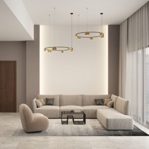 DK4067-BK+SG Подвесной светильник ORBIT, IP20, 15xGU10 LED, до 15 Вт, черный + сатинированное золото, алюминий в Снежинске - snezhinsk.ok-mebel.com | фото 4