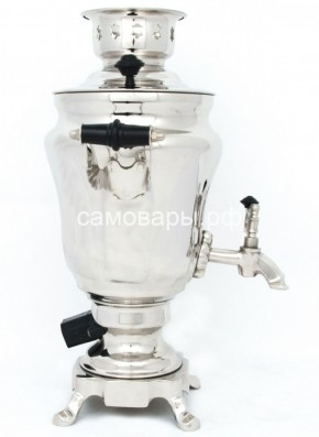 Электрический самовар из латуни никелированный на 1,5 литра форма "Тюльпан" с защитой от выкипания в Снежинске - snezhinsk.ok-mebel.com | фото 3