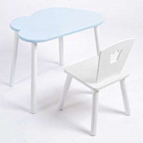 Комплект детский стол ОБЛАЧКО и стул КОРОНА ROLTI Baby (голубая  столешница/белое сиденье/белые ножки) в Снежинске - snezhinsk.ok-mebel.com | фото
