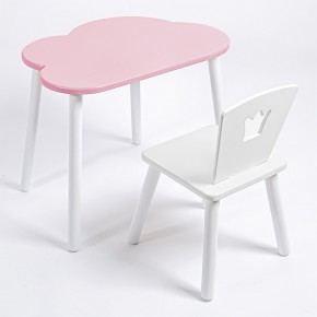 Комплект детский стол ОБЛАЧКО и стул КОРОНА ROLTI Baby (розовая столешница/белое сиденье/белые ножки) в Снежинске - snezhinsk.ok-mebel.com | фото