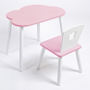 Комплект детский стол ОБЛАЧКО и стул КОРОНА ROLTI Baby (розовая столешница/розовое сиденье/белые ножки) в Снежинске - snezhinsk.ok-mebel.com | фото