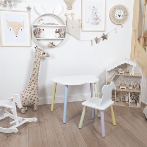 Комплект детский стол ОБЛАЧКО и стул МИШКА ROLTI Baby (белая столешница/белое сиденье/цветные ножки) в Снежинске - snezhinsk.ok-mebel.com | фото