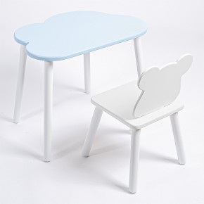 Комплект детский стол ОБЛАЧКО и стул МИШКА ROLTI Baby (голубая столешница/белое сиденье/белые ножки) в Снежинске - snezhinsk.ok-mebel.com | фото