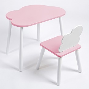 Комплект детский стол ОБЛАЧКО и стул ОБЛАЧКО ROLTI Baby (розовая столешница/розовое сиденье/белые ножки) в Снежинске - snezhinsk.ok-mebel.com | фото