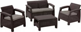 Комплект мебели Корфу сет (Corfu set) коричневый - серо-бежевый * в Снежинске - snezhinsk.ok-mebel.com | фото 1