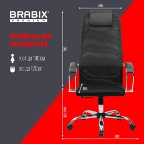 Кресло BRABIX PREMIUM "Ultimate EX-800" хром, плотная двойная сетка Х2, черное, 532911 в Снежинске - snezhinsk.ok-mebel.com | фото 6