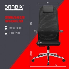 Кресло BRABIX PREMIUM "Ultimate EX-801" хром, плотная двойная сетка Х2, черное, 532917 в Снежинске - snezhinsk.ok-mebel.com | фото 7