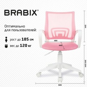 Кресло BRABIX "Fly MG-396W", с подлокотниками, пластик белый, сетка, розовое, 533008 в Снежинске - snezhinsk.ok-mebel.com | фото 5