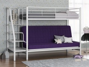 Кровать двухъярусная с диваном "Мадлен-3" (Белый/Фиолетовы) в Снежинске - snezhinsk.ok-mebel.com | фото 1