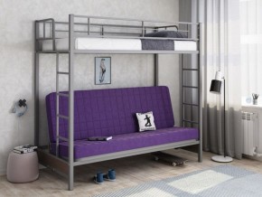 Кровать двухъярусная с диваном "Мадлен" (Серый/Фиолетовый) в Снежинске - snezhinsk.ok-mebel.com | фото