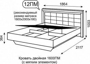 Кровать двуспальная 1.6 с ПМ Люмен 12 в Снежинске - snezhinsk.ok-mebel.com | фото