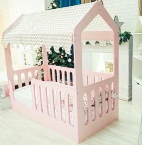 Кровать-домик без ящика 800*1600 (Розовый) в Снежинске - snezhinsk.ok-mebel.com | фото