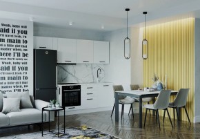 Кухонный гарнитур Белый Глянец 2550 (Стол. 38мм) в Снежинске - snezhinsk.ok-mebel.com | фото