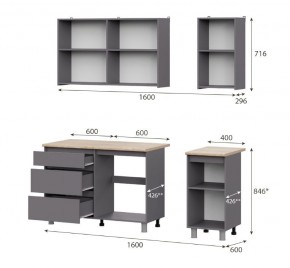 Кухонный гарнитур ДЕНВЕР (1600) Графит серый/Дуб Сонома в Снежинске - snezhinsk.ok-mebel.com | фото 2