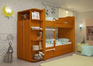 Кровать 2х ярусная Мая с ящиками и шкафом в Снежинске - snezhinsk.ok-mebel.com | фото 6
