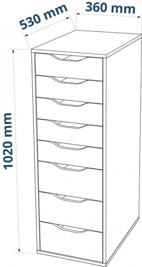 S01415 Ингар 8 комод 36x102x53, серо-бирюзовый в Снежинске - snezhinsk.ok-mebel.com | фото