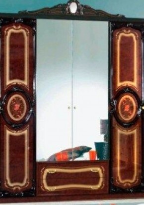 Шкаф 4-х дверный с зеркалами (01.144) Роза (могано) в Снежинске - snezhinsk.ok-mebel.com | фото