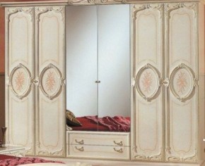 Шкаф 6-и дверный с зеркалами (01.146) Роза (беж) в Снежинске - snezhinsk.ok-mebel.com | фото