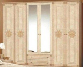 Шкаф 6-и дверный с зеркалами (02.146) Рома (беж) в Снежинске - snezhinsk.ok-mebel.com | фото