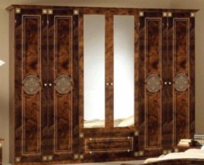 Шкаф 6-и дверный с зеркалами (02.146) Рома (орех) в Снежинске - snezhinsk.ok-mebel.com | фото