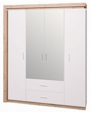 Шкаф для одежды с ящиками 4-х створчатый с зеркалом Люмен 16 в Снежинске - snezhinsk.ok-mebel.com | фото