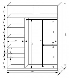 Шкаф-купе 1800 серии SOFT D8+D2+B2+PL4 (2 ящика+F обр.штанга) профиль «Графит» в Снежинске - snezhinsk.ok-mebel.com | фото 3