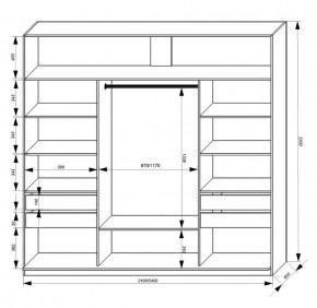 Шкаф-купе 2400 серии SOFT D2+D7+D3+B22+PL2 (по 2 ящика лев/прав+1штанга+1полка) профиль «Графит» в Снежинске - snezhinsk.ok-mebel.com | фото 3