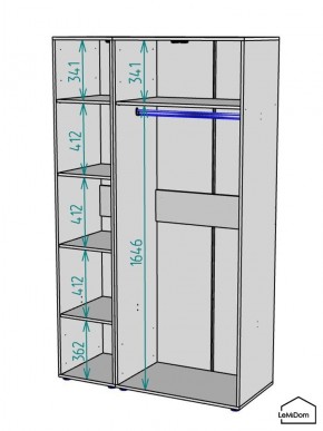 Шкаф Linnea MHR-3-1 2050х1200х510 (Графит-М 11.1.25) в Снежинске - snezhinsk.ok-mebel.com | фото 3