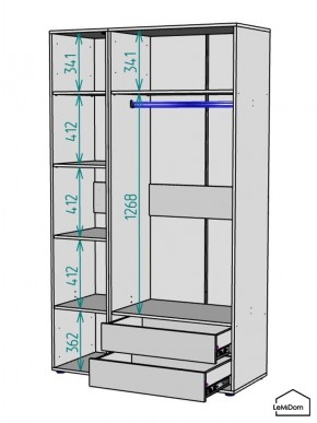 Шкаф Linnea MHR-3-2 2050х1200х510 (ДВ-М 11.1.25) в Снежинске - snezhinsk.ok-mebel.com | фото 3