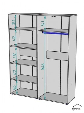 Шкаф Linnea MHR-4-1 2050х1600х510 (Графит-М 11.1.25) в Снежинске - snezhinsk.ok-mebel.com | фото 3