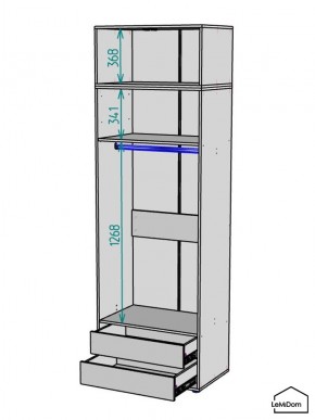 Шкаф с антресолью Linnea MHR-2A-3 2450х800х510 (ДВ-М 11.1.25) в Снежинске - snezhinsk.ok-mebel.com | фото 3