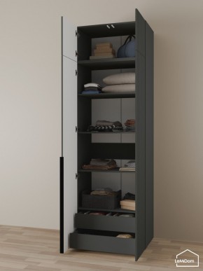 Шкаф с антресолью Linnea MHR-2A-3 2450х800х510 (Графит-М 11.1.25) в Снежинске - snezhinsk.ok-mebel.com | фото 6