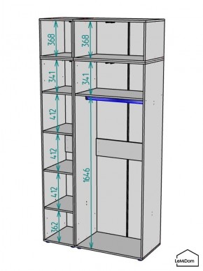 Шкаф с антресолью Linnea MHR-3A-1 2450х1200х510 (Графит-М 11.1.25) в Снежинске - snezhinsk.ok-mebel.com | фото 3