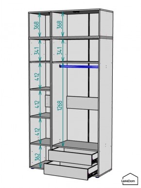 Шкаф с антресолью Linnea MHR-3A-2 2450х1200х510 (Графит-М 11.1.25) в Снежинске - snezhinsk.ok-mebel.com | фото 3