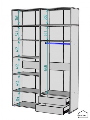 Шкаф с антресолью Linnea MHR-4A-2 2450х1600х510 (Белый-М 11.1.2) в Снежинске - snezhinsk.ok-mebel.com | фото 2