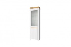 Шкаф с витриной  1V1D, TAURUS, цвет белый/дуб вотан в Снежинске - snezhinsk.ok-mebel.com | фото 1