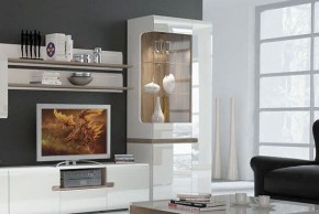 Шкаф с витриной 3D/TYP 01L, LINATE ,цвет белый/сонома трюфель в Снежинске - snezhinsk.ok-mebel.com | фото 6