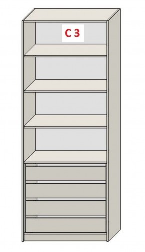 Шкаф СТАНДАРТ С3 4 ящика серия "ГЕСТИЯ" (Бело-серый/Дуб Небраска натуральный ) 800*520*2300 в Снежинске - snezhinsk.ok-mebel.com | фото 2