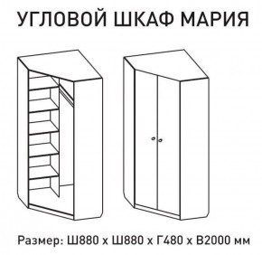 Шкаф угловой Мария 880*880 (ЛДСП 1 кат.) в Снежинске - snezhinsk.ok-mebel.com | фото 2