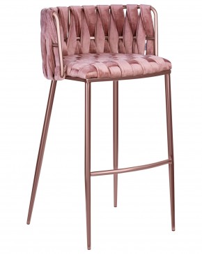 Стул барный DOBRIN EMMA ROSE GOLD, розовый велюр (VF-10) в Снежинске - snezhinsk.ok-mebel.com | фото