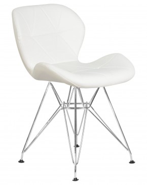 Стул обеденный DOBRIN BUTTERFLY CHROME, ножки хром, цвет белый в Снежинске - snezhinsk.ok-mebel.com | фото 2